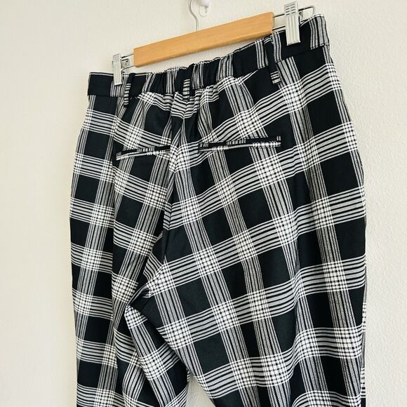 Hot Topic Black + White Plaid Pants Elastic Size L Corporate Goth Punk Skate - Picture 6 of 12